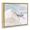 Stupell Industries Pleasant Sea Turtle Drifting Ocean Bubble Waves Floating Frame Canvas Art, Gold, 21" x 17" - 2 of 4