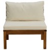 vidaXL Sectional Middle Sofa with Cream White Cushion Acacia Wood - 3 of 4