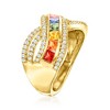 Ross-Simons 1.20 ct. t.w. Multicolored Sapphire and .60 ct. t.w. White Zircon Ring in 18kt Gold Over Sterling - 3 of 4