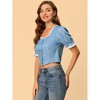 Allegra K Women's Square Neck Lace Panel Button Front Elegant Tops - 4 of 4