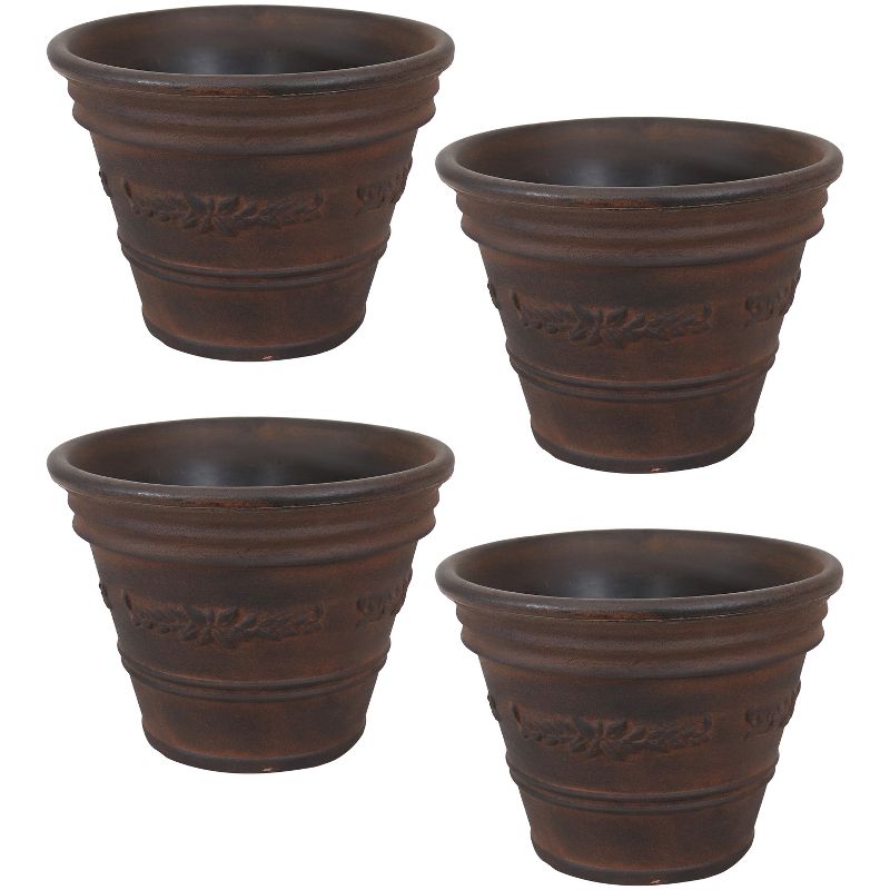 Sunnydaze Indoor/Outdoor Patio, Garden, or Porch Weather-Resistant Double-Walled Laurel Flower Pot Planter - 13" - Rust Finish, 1 of 9