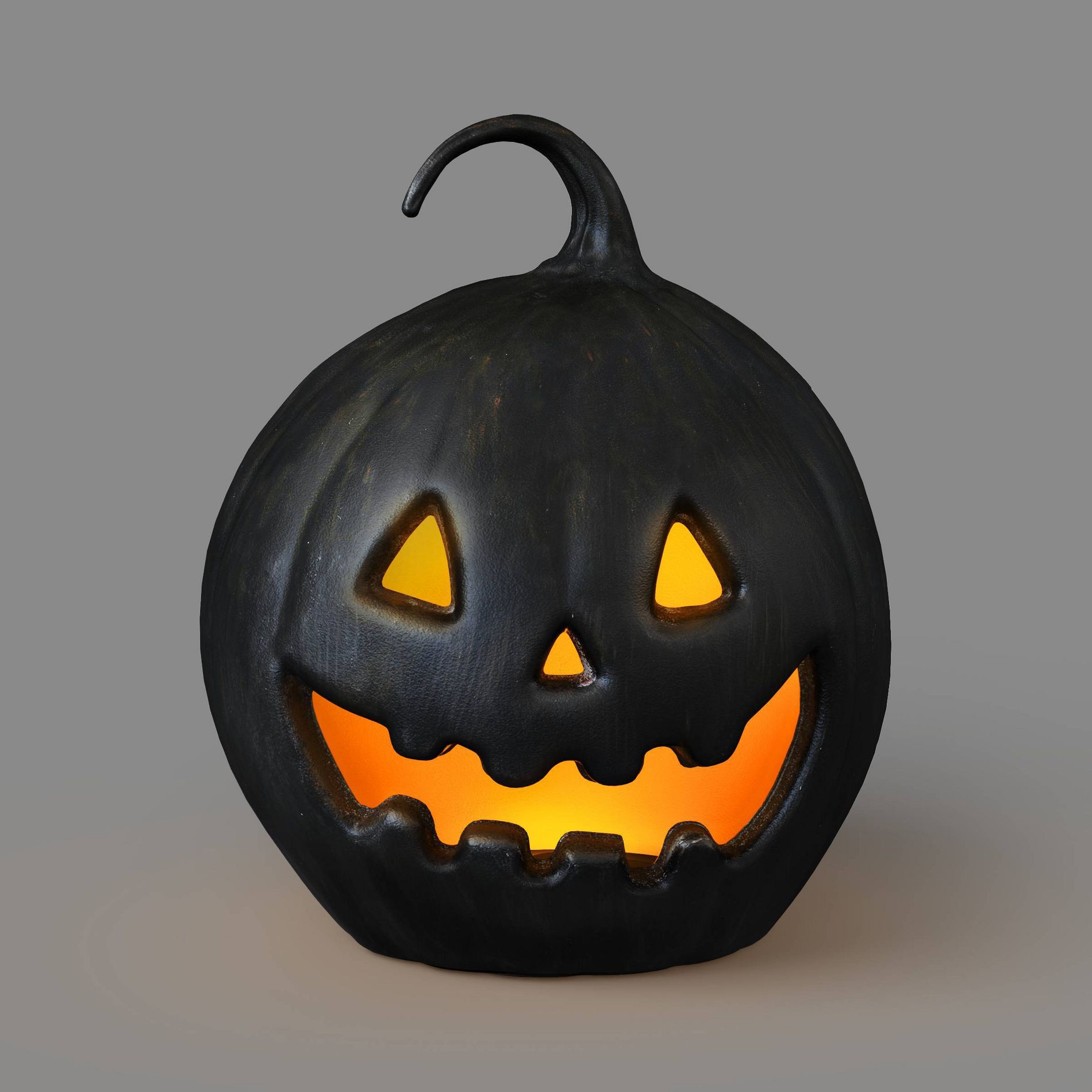 10.75" Classic Lit Pumpkin Jack O' Lantern Halloween Decorative Prop Black Antique Wash Finish - Hyde and EEK! Boutique™