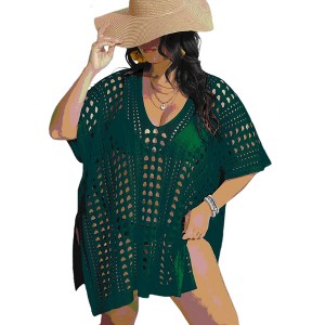 Womens Swimsuit Cover Up Hollow Out Swimwear Beach Bathing Suit Bikini Coverups Regular - 1 of 4