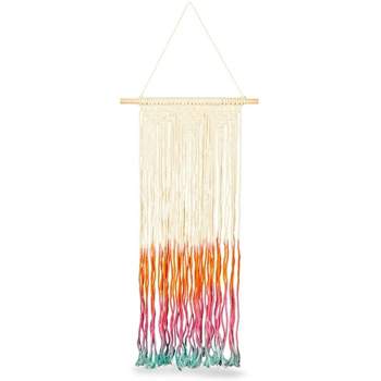 Okuna Outpost Rainbow Macrame Woven Wall Hanging for Bohemian Themed and Rustic Home Decor, 13 x 31 in.