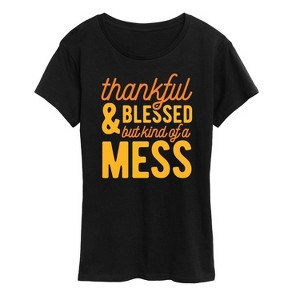 Women's - Instant Message - Thankful And Blessed Short Sleeve Graphic T-Shirt - 1 of 4
