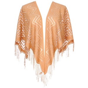 INSPIRE CHIC Shawls and Wraps for Evening Dresses Lace Mesh Fringe Scarves 1Pc - 1 of 4