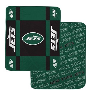 NFL New York Jets Reverse Block Wordmark Double Sided Blanket - 1 of 1