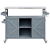 CLIHOME Outdoor Kitchen Island, Rolling Bar Cart & Storage Cabinet, Farmhouse Outdoor Grill Table with Stainless Steel Top, Towel Rack - 3 of 4