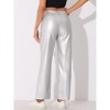 INSPIRE CHIC Women's High Waist Straight Leg Side Pockets Casual Punk Faux Leather Pants - 3 of 4