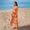 Women's Boho Chic Orange Floral Maxi Dress - Cupshe - 3 of 4