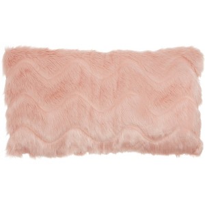 Chevron Faux Fur Oversize Lumbar Throw Pillow Blush - Mina Victory, Pink