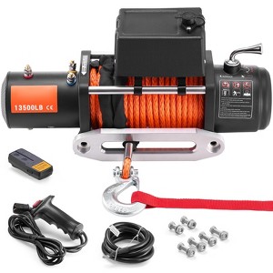VEVOR Electric Winch, 13,500 lb, 12V DC Truck Winch with Φ3/8 in x 80 ft Synthetic Rope Aluminum Fairlead Wireless & Wired Remote Control - 1 of 4