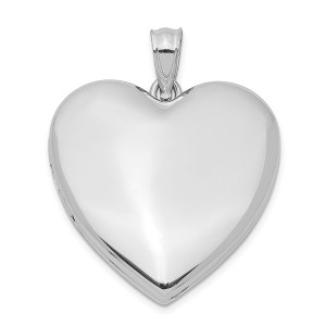 Black Bow Jewelry Sterling Silver 24mm Polished Heart Locket - 1 of 4