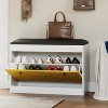 31.5'' Shoe Storage Bench, Slim Shoe Organizer Bench with Flip Drawer and Seat Cushion, Modern White Entryway Shoe Cabinet,White - 2 of 4