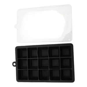 Unique Bargains 15-Cavity Small Square Ice Tray with Lid Hand Wash Only Silicone 7.87"x4.72"x1.30" 1 Pc - 1 of 3