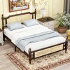 Angel Sar Queen Pine Wood Bed Frame with Rattan Headboard & Footboard, Espresso Finish, Underbed Storage, Central Support - 2 of 4