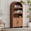 71 Inch Tall Bookcase Arched Cabinet, Modern 5 Tier Bookshelf, with Fluted Doors & Open Display Shelves, for Office Dining Living Room - 2 of 4