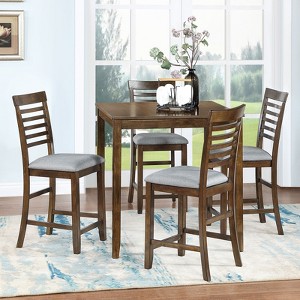 NicBex Dining Room Table Set for 4 Morden Square Dining Table with MDF Tabletop, 4 X-Shaped Backrest Chairs for Dining Room - 1 of 4