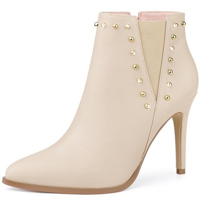 Allegra K Women's Pointed Toe Side Zip Stiletto High Heel Ankle Boots