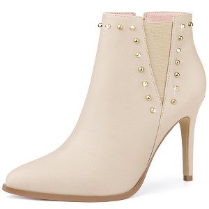 Allegra K Women's Pointed Toe Side Zip Stiletto High Heel Ankle Boots - 1 of 4