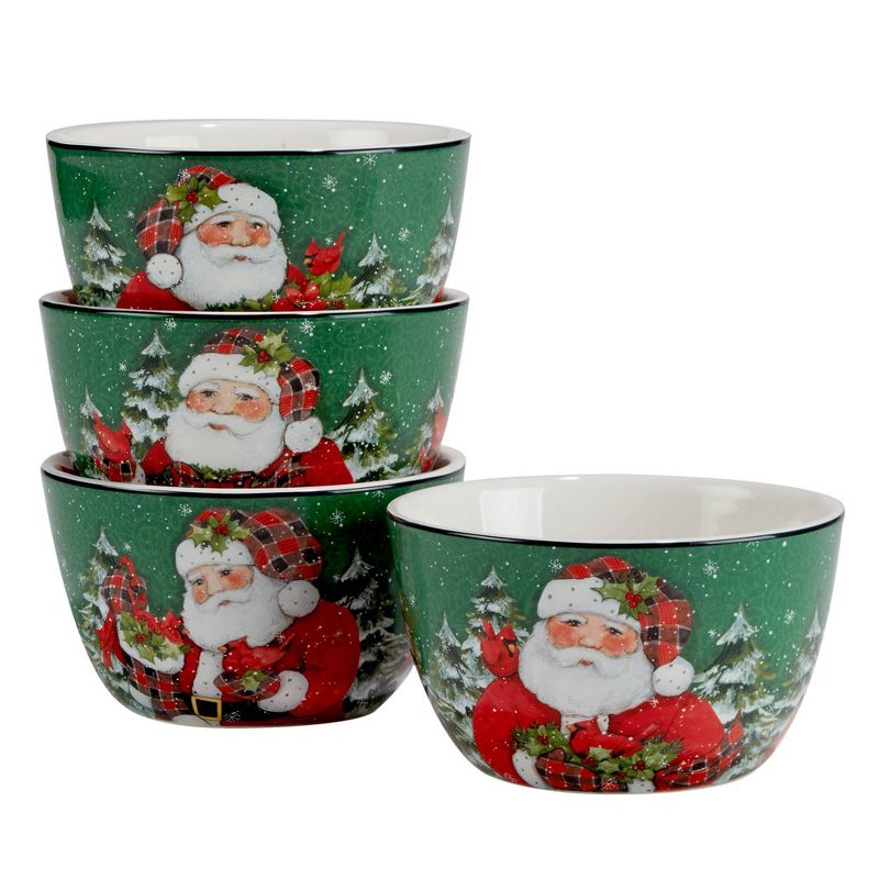 Set of 4 Christmas Lodge Santa Dining Ice Cream Bowls - Certified International, 1 of 7