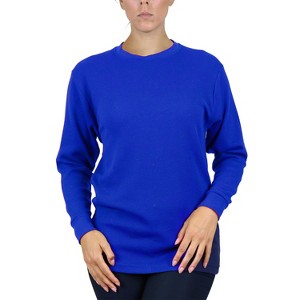 Galaxy By Harvic Women's Loose Fit Waffle Knit Thermal Shirt - 1 of 2