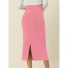 Seta T Women's Elastic High Waist Midi Slit Hem Stretchy Ribbed Knit Bodycon Midi Skirts - image 4 of 4