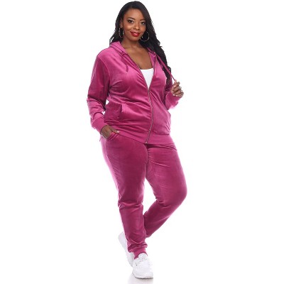 Women's plus size velour best sale jogging suits