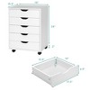 Costway 5 Drawer Chest Storage Dresser Floor Cabinet Organizer with Wheels White - image 3 of 4