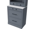 Chery Life White Modern 83.7'' High Kitchen Pantry with Faux Marble Top, Display Cupboard Cabinet with 5 Storage Drawers and Adjustable Shelf - 3 of 4