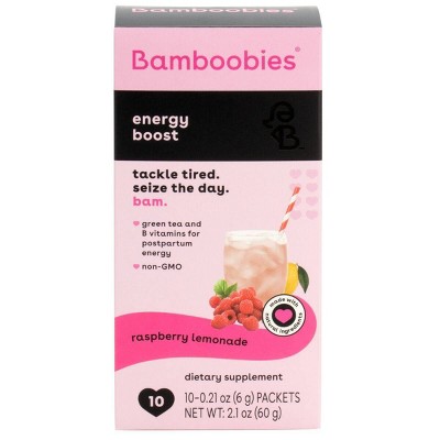 Bamboobies Energy Support Dietary Supplements Drink Mix Raspberry - 10ct/2.1oz