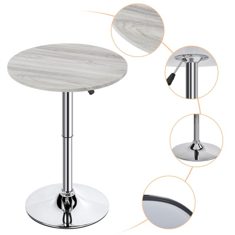Yaheetech Adjustable Pub Round Table Counter Height Bistro Table w/ 360° Swivel MDF Tabletop, 4 of 8