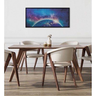 Milky Way Galaxy Landscape Black Framed Canvas Art, 18x40