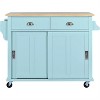 LunaLulinlk 52.2" Mint Green Kitchen Cart with Drop-Leaf Countertop - 4 of 4