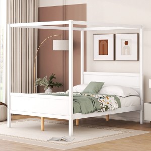 Okak Minimalsit Roof Canopy Bed Frame with Headboard & Slat Support,Modern Small Daybed Student Bed for Bedroom,Study - 1 of 4