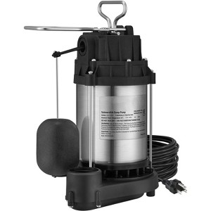 VEVOR Sump Pump, 1/2 HP 3960 GPH, Submersible Stainless Steel Water Pump, 1-1/2" NPT Discharge With 33 ft Cord, Automatic Float Switch - 1 of 4