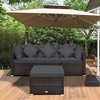 Costway 4PCS Patio Rattan Furniture Set Sofa Ottoman Cushion Garden Deck Grey - image 2 of 4