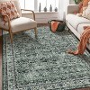 6'x9'Vintage Floral Washable Rug Non-Slip, Retro Low Pile Throw Rug for Living Room Bedroom Dining Room, Soft Foldable Carpet,Green - 2 of 4