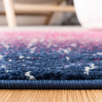Fuchsia and Navy Abstract 3' x 5' Synthetic Area Rug