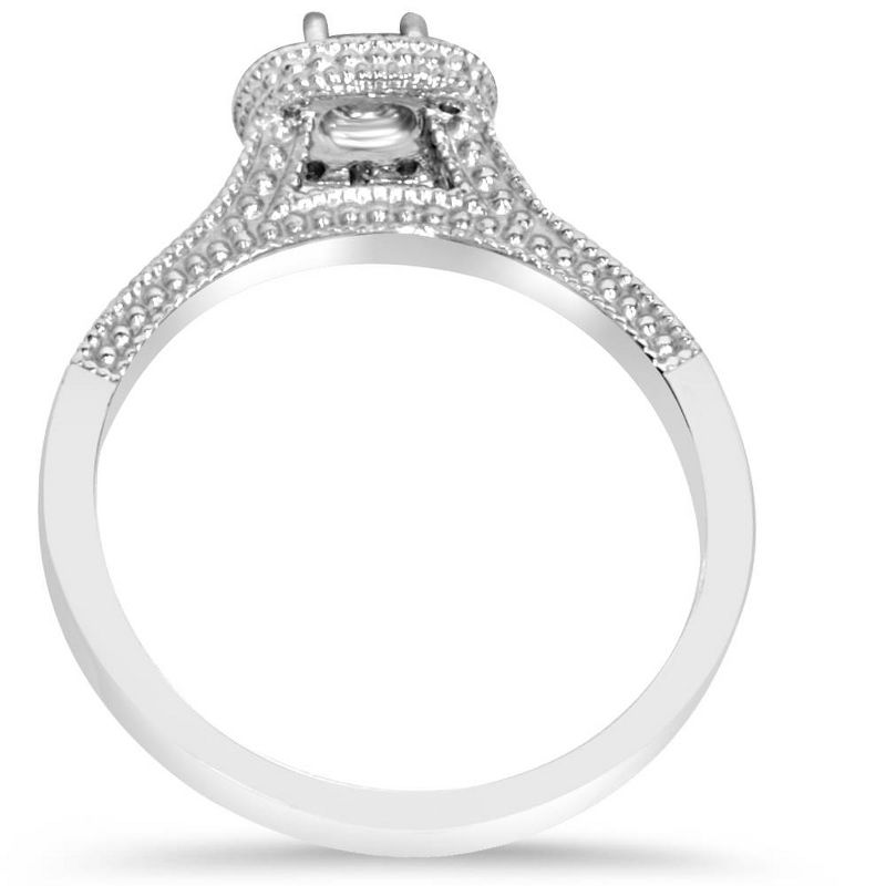 Pompeii3 5/8Ct Diamond Bridal Vintage Engagement Ring Set 10K White Gold, 3 of 6