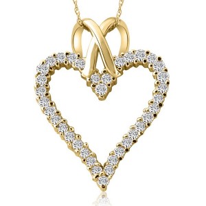 Pompeii3 1 1/10ct Diamond Heart Pendant Necklace in 14K White, Yellow or Rose Gold 1 1/4" - 1 of 3