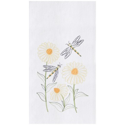 C&F Home Dragonflies & Daisies Embroidered Cotton Flour Sack Kitchen Towel