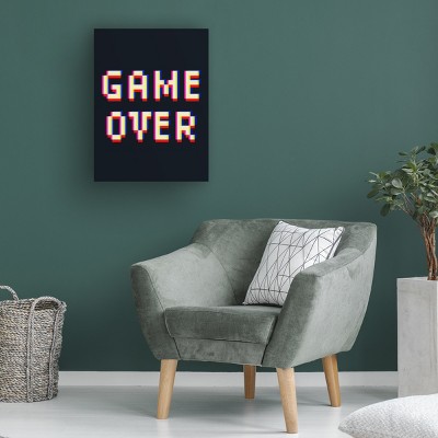 Victoria Barnes Pixel Text II Black Canvas Art with Wood Frame