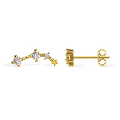 Molenia 925 Sterling Silver 12 Constellation Personalized Earrings for Women, 18K Gold Plated Zodiac Stud Earrings Horoscope Celestial Jewelry