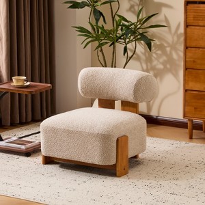 Racxily 27.25" Modern Boucle Lounge Chair, Solid Wood Frame with Rolled Backrest for Living Room & Office - 1 of 4