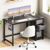 40 Inch Computer Desk with Drawers, Home Office Desk Writing Desk Work PC Table Study Desk with 2-Tier Drawers Storage Shelf Side Hook-The Pop Home - 3 of 4
