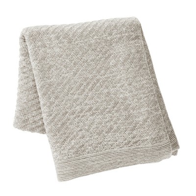 Kenneth Cole New York Kcny Essentials Throw Blanket, Knit, Light Grey, 50" X 60"