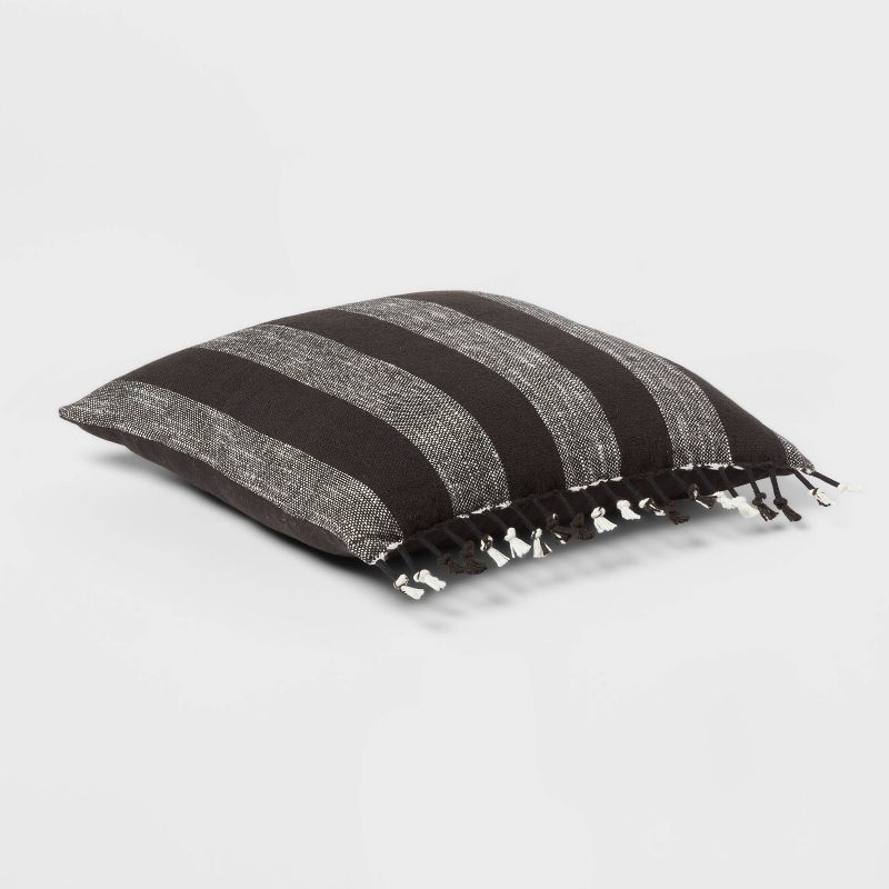 Square Modern Woven Stripe Decorative Throw Pillow Black - Threshold&#8482;, 4 of 6