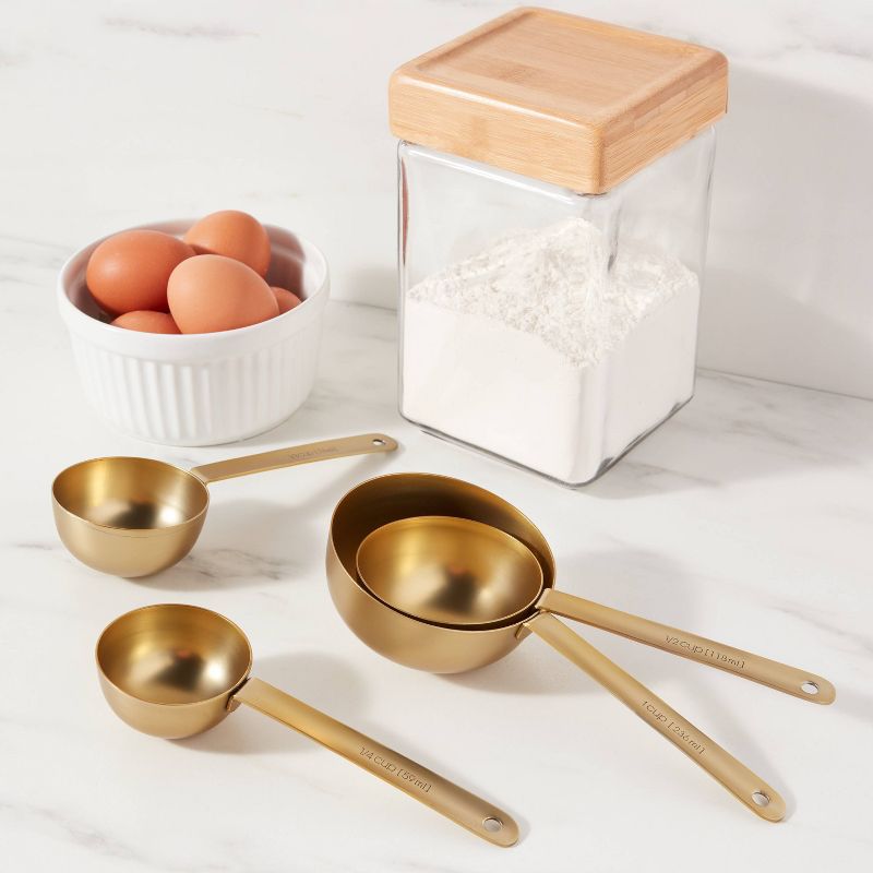 4pc Stainless Steel Brass Finish Measuring Cups - Threshold&#8482;, 3 of 5
