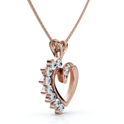 Pompeii3 Diamond Heart Pendant 1/4Ct 10k Gold Lab Created
